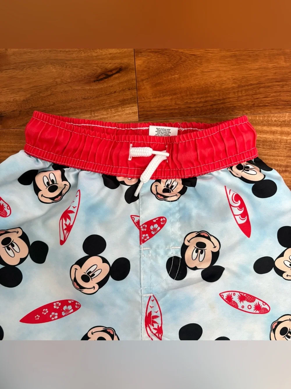 Disney Junior Mickey Mouse Surf Boy Swim Shorts Trunks 3T Blue Red Disneyland